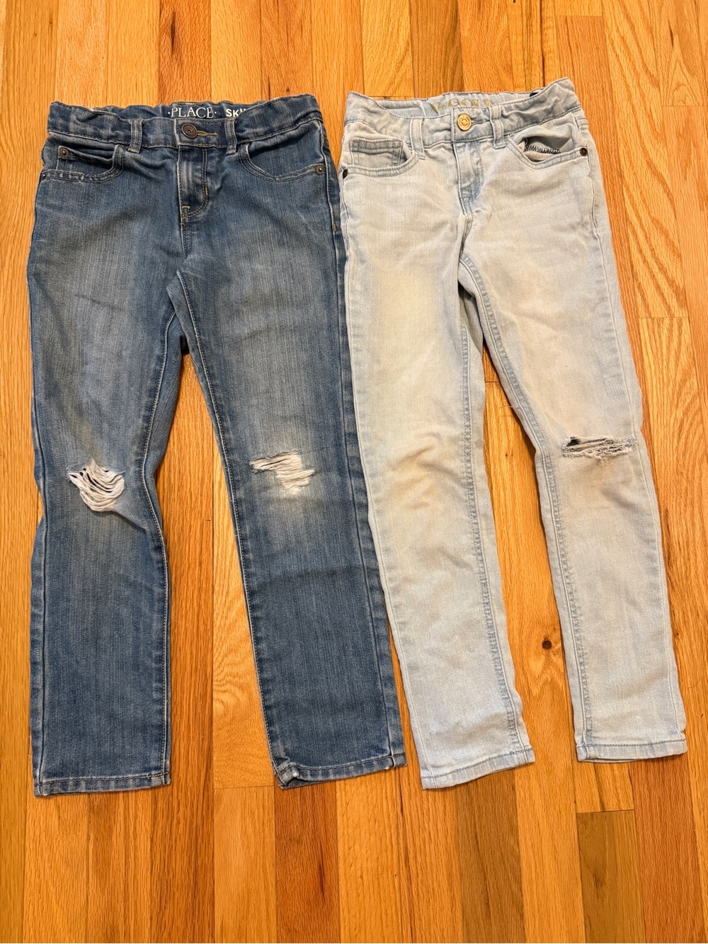 Girls' Distressed Skinny Jeans - Blue & Light Wash